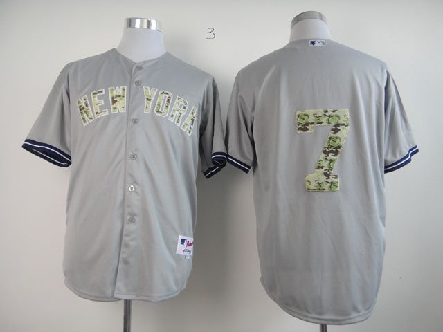 Men New York Yankees 7 No name Grey Camo MLB Jerseys